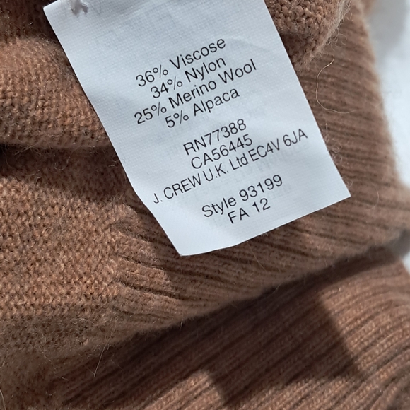 ​J. Crew Merino Wool & Alpaca Blend Heart Sweater - Camel/Black - S - Picture 7 of 10